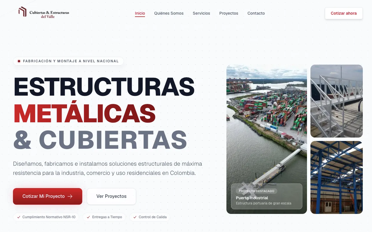 Construcción y estructuras · Colombia — Presencia digital y plataforma de cotizaciones online